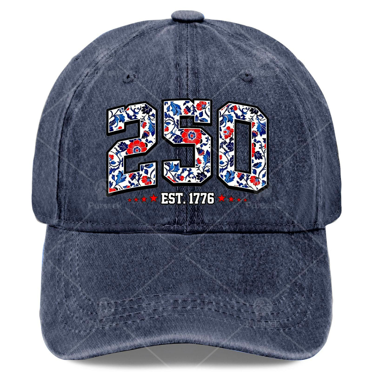 Floral Flag 250 Years 1776-2026 250th Birthday 4th of July Baseball Hat Unisex