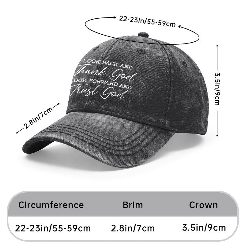 1pc Vintage Washed Unisex Baseball Suitable for Outdoor & Casual Wear, Adjustable Faith Quote Religious with Verse Design, Gift for Men & Women, Prayer for Church, Daily Wear, Printed Design