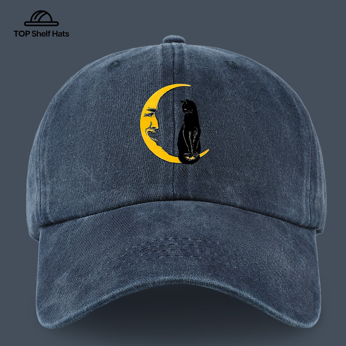 1pc Moon Cat Print Baseball Cap, Creative Illustration Sun Hat, Lightweight Comfortable Breathable Adjustable Size, Black PAPA Truck Driver Retro Dad Hat, Mom Beach Vacation Sun Hat, Youth Couple Outdoor Skate Hat