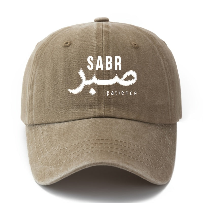 A Unisex Fashionable and Versatile Printed SABR Baseball Cap, Featuring a Classic Vintage Washed Outdoor Lightweight Curved Brim Design. Suitable for Outdoor Vacations, Travel, Camping, and Other Casual Occasions. Ideal for Festivals