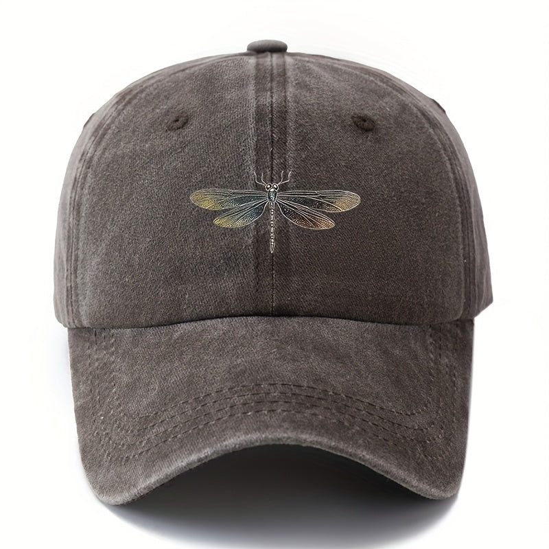 A Unisex Fashionable Baseball Cap with a Printed Dragonfly Pattern, a Trendy Curved-brim Hat for Outdoor Activities and Sun, an Adjustable-size Outdoor Vacation, Travel, Camping, and Leisure Snapback Cap, and a Preferred Gift Baseball Cap