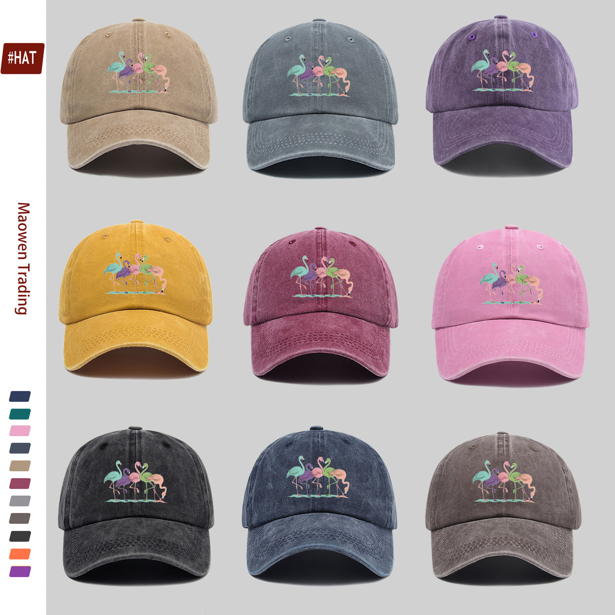 1 Colorful Flamingo Print Baseball Cap, a Travel and Leisure Style Sun Hat, Comfortable and Lightweight, Available in Multiple Colors, a Pet Hat with an Adjustable Drawstring, an American Street-style Skateboard Cap, Vintage Accessory, an Exquisite