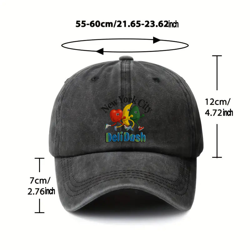 1pc, Adjustable Baseball Cap with 'Fruit Running' Design, Lightweight Printed Craft Women'S Hat, 'Fruit Sports' Men'S Trendy Cap, Ideal Gift for Weddings, Parties, Birthdays