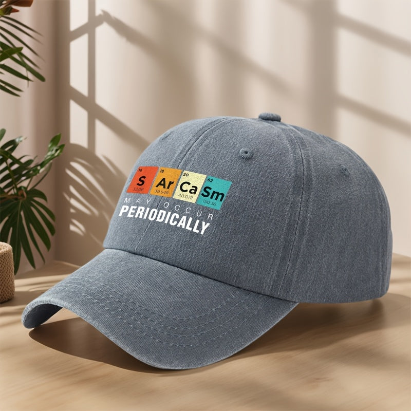 PERIODICALLY Statement Print Baseball Cap Classic Washed Distressed Vintage Duckbill Cap Soft Top Comfortable Adjustable Sun Hat