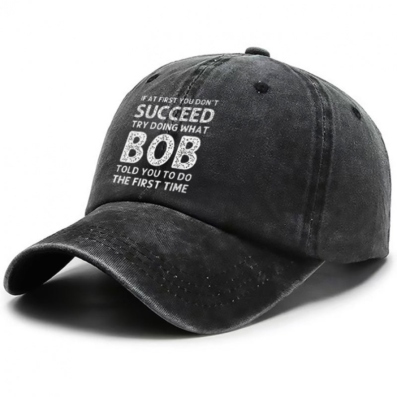 1 Bob Print Cap, Women's Hat, Men's Beach Hat, Washed Baseball Cap, Breathable Washed Cap, Adjustable DAD Cap, Suitable for Outdoor Activities and Parties, for Personal Use or as a Birthday Gift