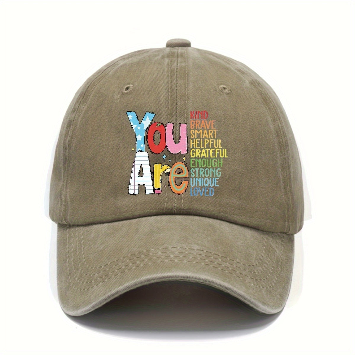 1 Adjustable Casual Baseball Cap for Women - Embossed "YOU ARE" Motivational Design with Inspirational Words,, Durable Digital Print, Outdoor Camping & Sports, Ideal Gift, Embossed Texture, Sports Accessory, Trendy Hat, Breathable Fabric, Print Hat, Sport