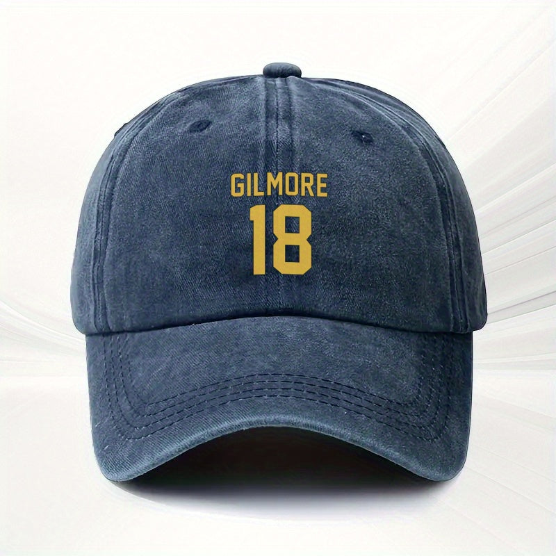 1pc, Gilmore Size 18 Printed Adjustable Baseball Cap, Polyester Fiber Lightweight Printed Craft, Fashionable Versatile Couple Hat, Ideal for Outdoor Sports, Camping, Golf, Riding, Parties, Music Festivals, Weddings, Birthday Gifts And Photography
