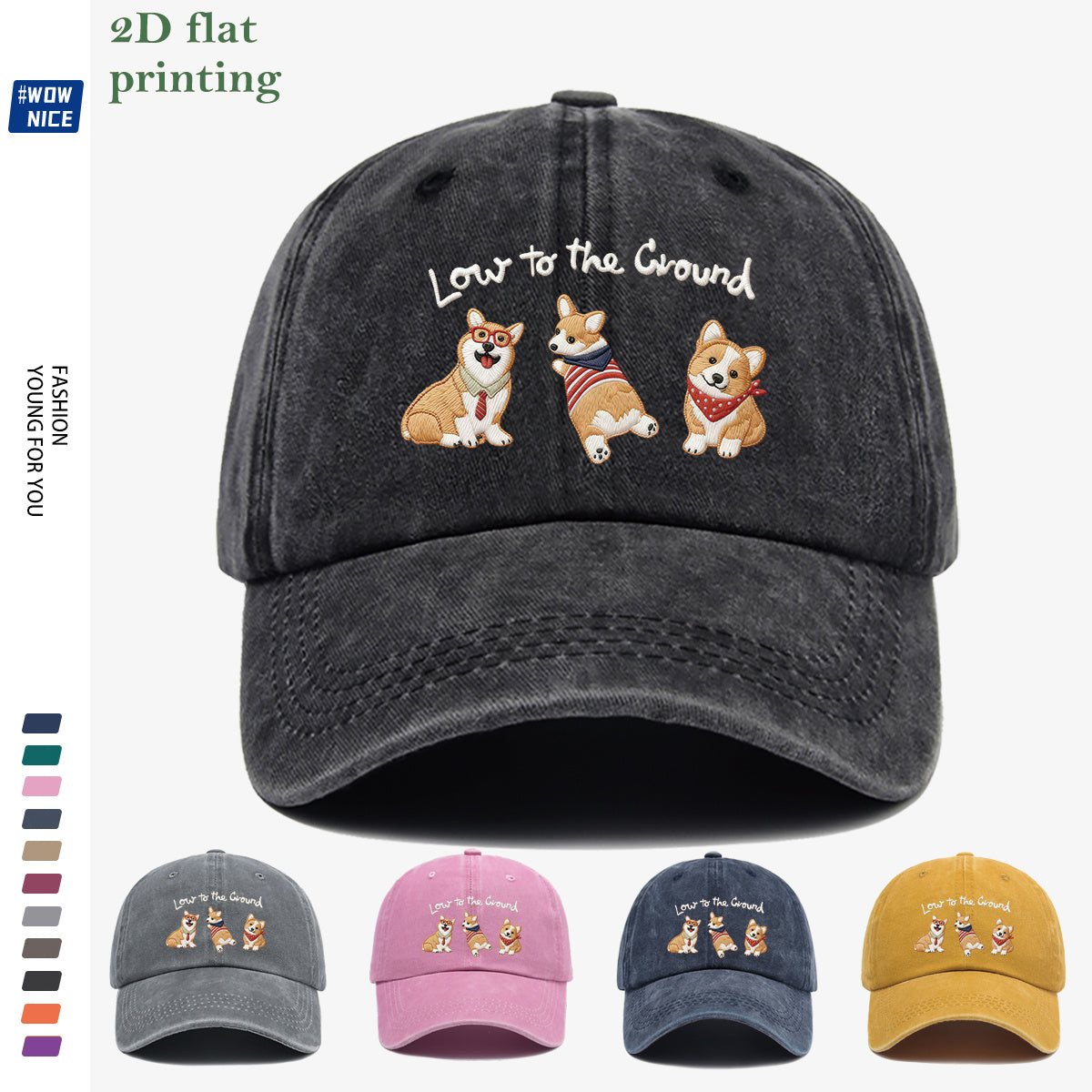 1pc Corgi Printed Baseball Cap, Animal Series Cute Pet Pattern, Fashion Slimming Headwear, Casual Outing Versatile Accessory, Unisex Adjustable Hat, Suitable for Shopping, Travel, Parties, Dates, Commuting, Vacation, Outdoor Activities