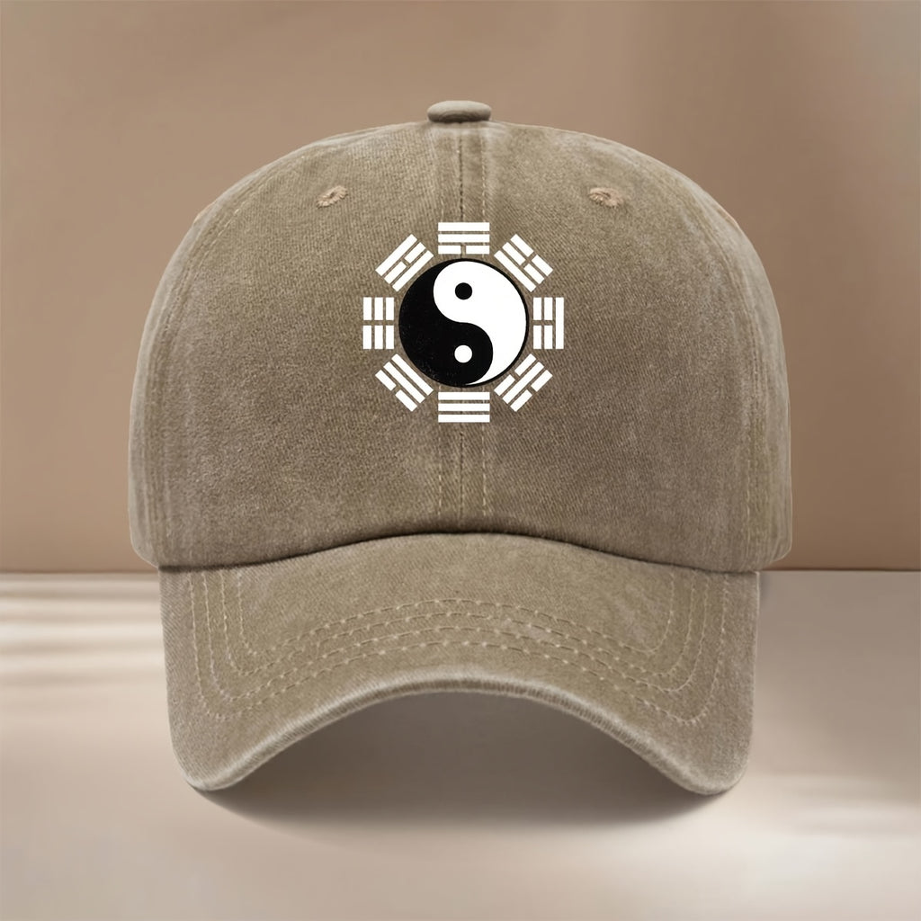 Men' & Women' Tai Chi Bagua Print Baseball Cap - Duckbill Trucker Hat with Yin-Yang Martial Arts, Curved Brim Suitable for Outdoor, Hip-Hop, All-Season Casual Wear, Taiji Training
