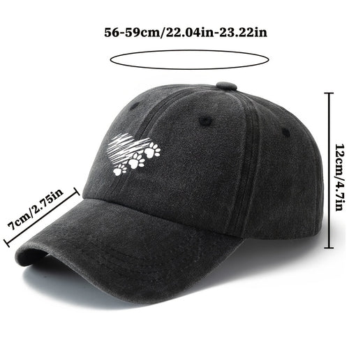 1 Unisex Fashionable Printed Graffiti Heart Dog Paw Baseball Cap | Classic Retro Lightweight Curved Brim, Ideal for Outdoor Travel, Camping, Casual Wear, and Daily Commute, Brand: MAKEFGE