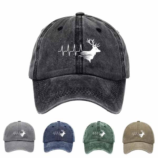 Casual Baseball Cap Featuring a Deer Head EKG Line, Perfect for Outdoor Everyday Wear