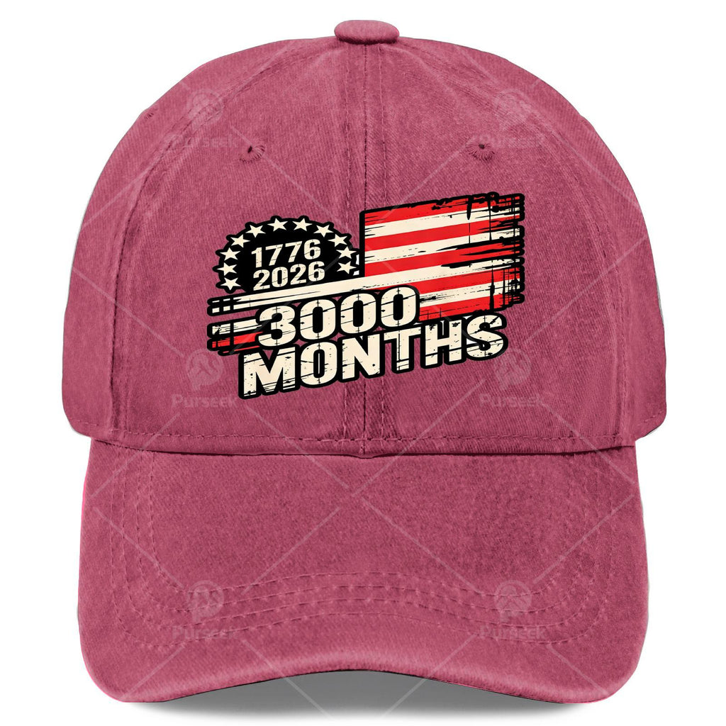 United States 3000 Months 1776 July 4, 2026 American Flag 250Th Anniversary Unisex Vintage Baseball
