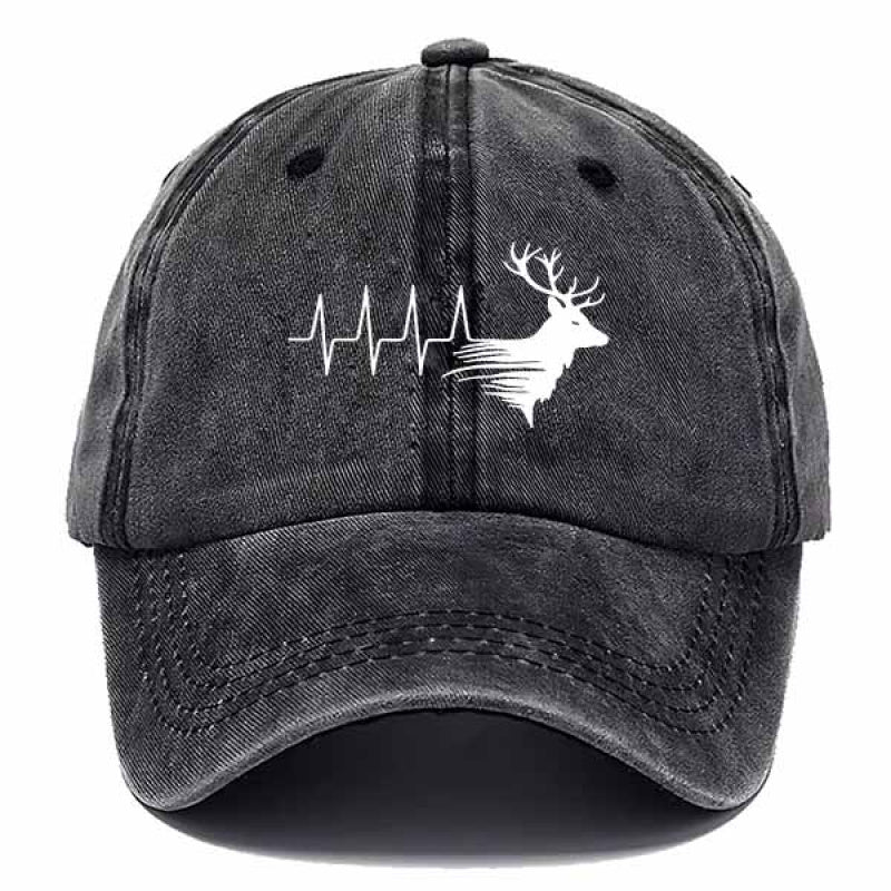 Casual Baseball Cap Featuring a Deer Head EKG Line, Perfect for Outdoor Everyday Wear