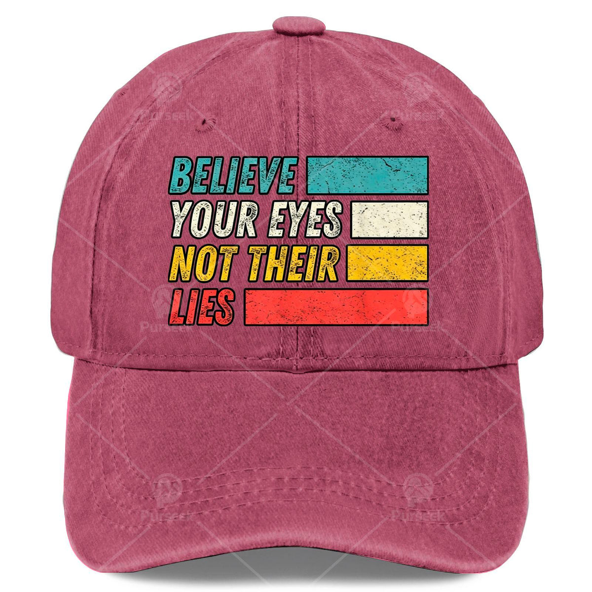 Trust Your Eyes, Don'T Believe Their Lies. Baseball Cap, Unisex, Cool Washed Look