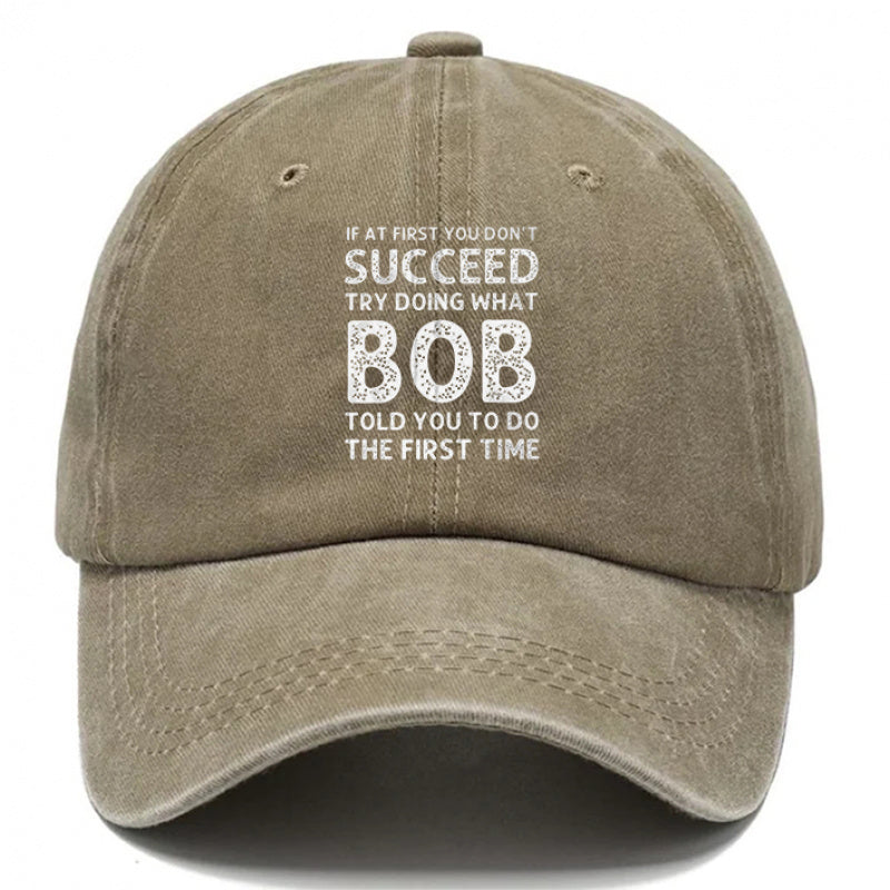 1 Bob Print Cap, Women's Hat, Men's Beach Hat, Washed Baseball Cap, Breathable Washed Cap, Adjustable DAD Cap, Suitable for Outdoor Activities and Parties, for Personal Use or as a Birthday Gift