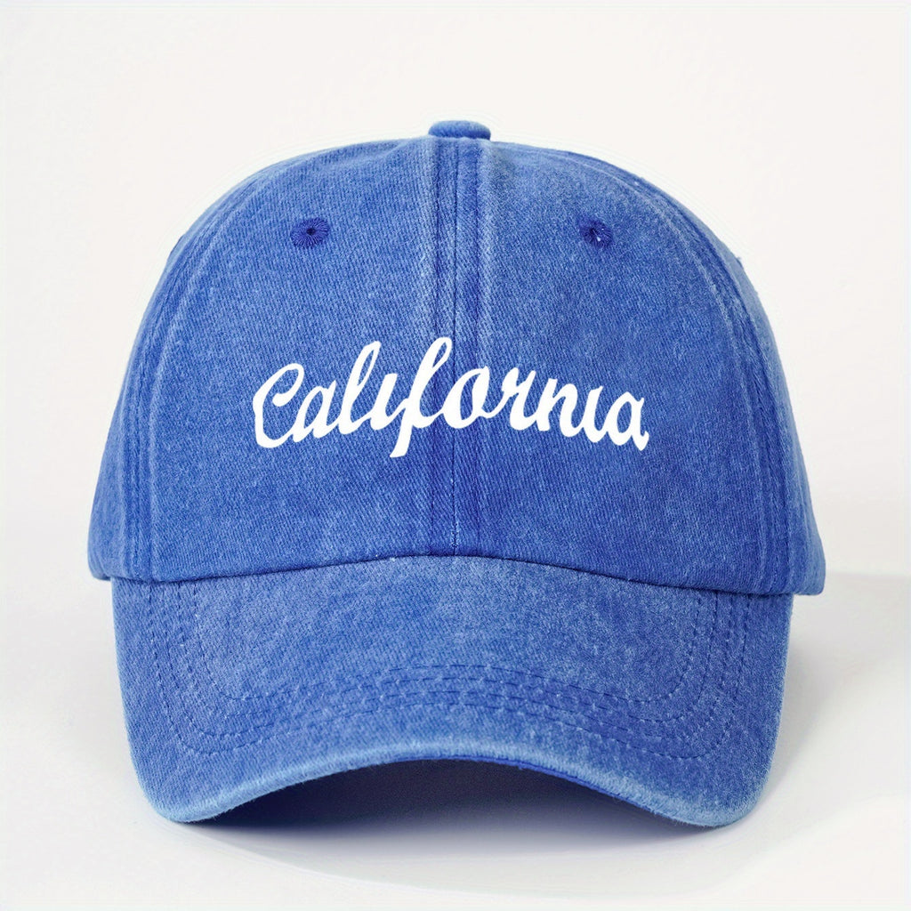 1 Printed CALIFORNIA Washed Baseball Cap, Unisex Trucker Hat, Breathable Adjustable Golf Cap, Women's Summer Fashion Curved Brim Hat, Unisex Y2K Couple's Hat