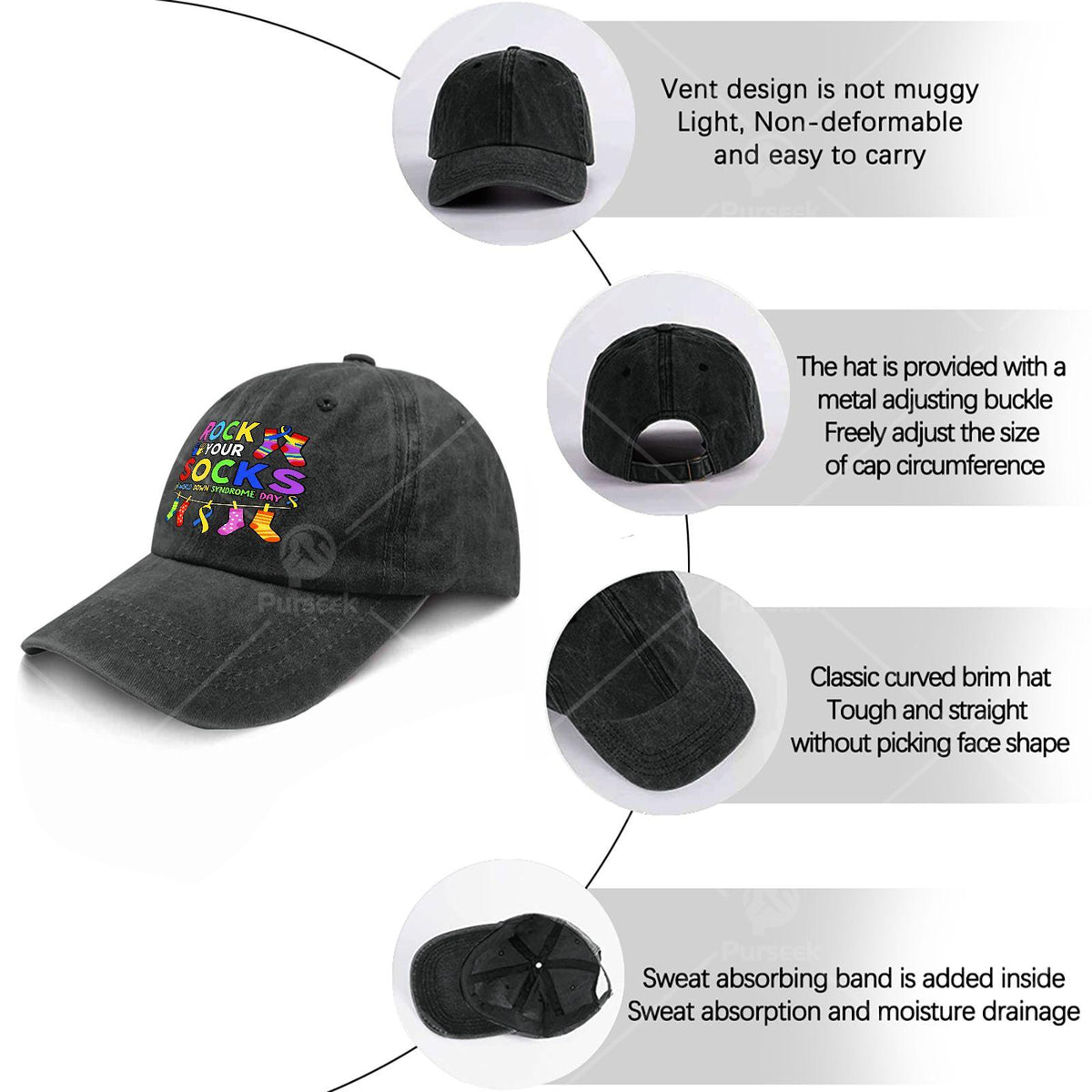 Down Syndrome Awareness 321 Baseball - Retro Unisex Hat Suitable for World Down Syndrome Day, Christmas, Games & 4th, Lightweight Round with Iconic, Hand Washable for &