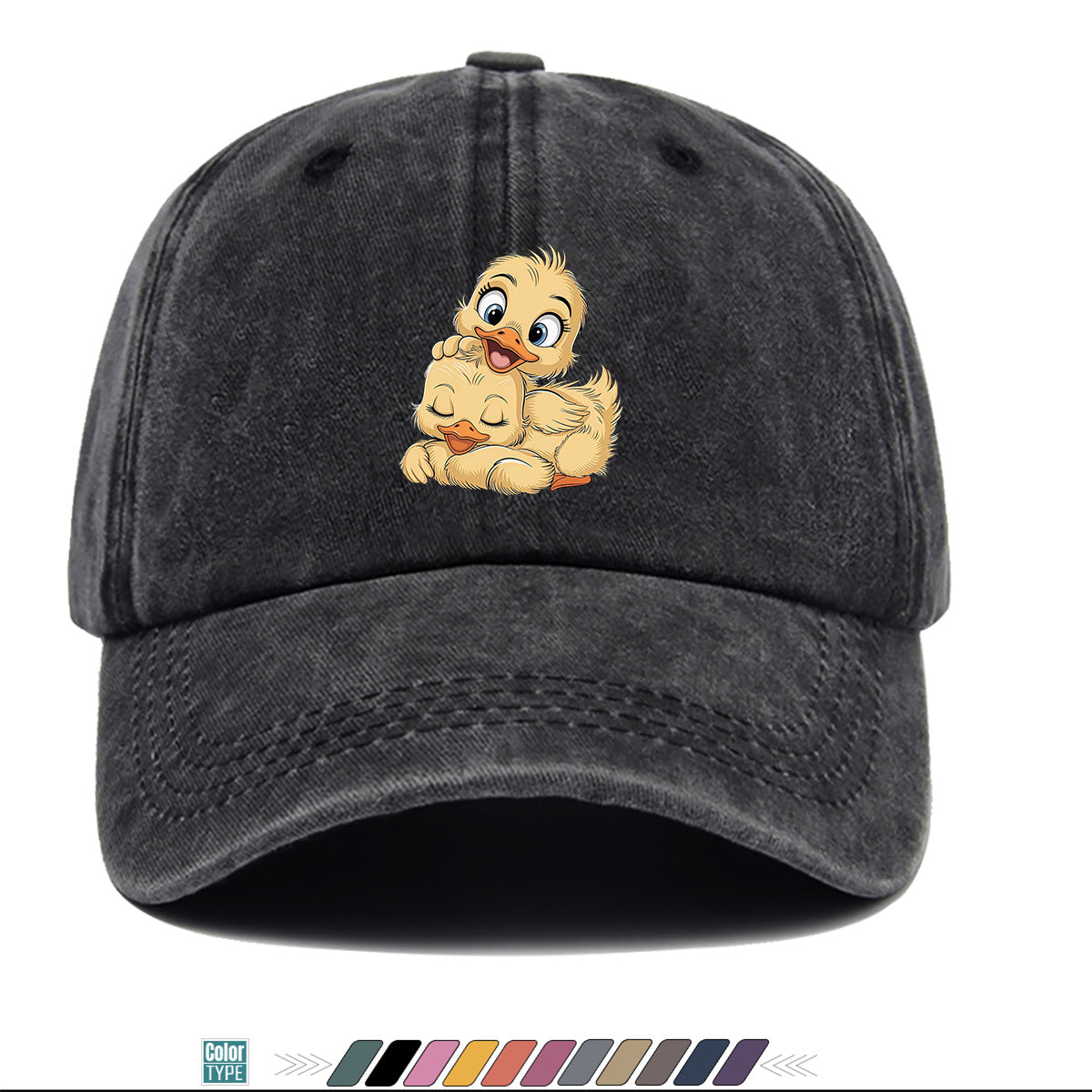 1pc Cute Little Yellow Duck Print Baseball Cap, Adorable Cartoon Duck Pattern Sun Hat, Fashion Casual Sunshade Hat, Unisex Adjustable Duckbill Cap, Soft Breathable Hat, Outing Hat, Versatile Hat, Best Friend Shopping Hat, Outdoor Picnic Play Hat