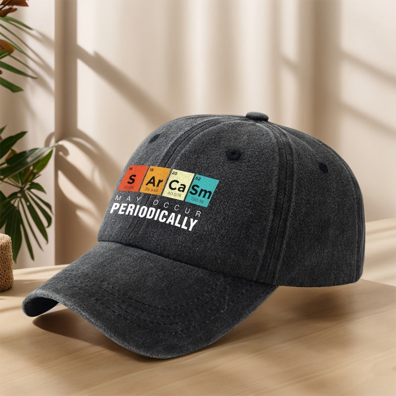 PERIODICALLY Statement Print Baseball Cap Classic Washed Distressed Vintage Duckbill Cap Soft Top Comfortable Adjustable Sun Hat