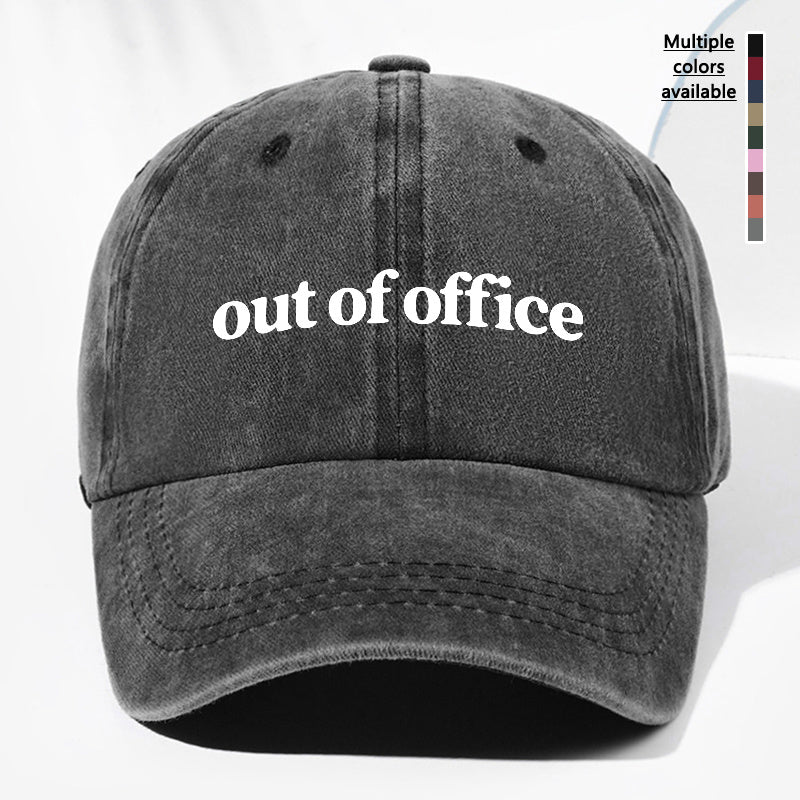 Unisex "Out of Office" Letter Print Washed Vintage Baseball Cap, Fashionable Sun Outdoor Hat for Men and Women, Adjustable Trucker Hat Suitable for All Seasons and Daily Wear