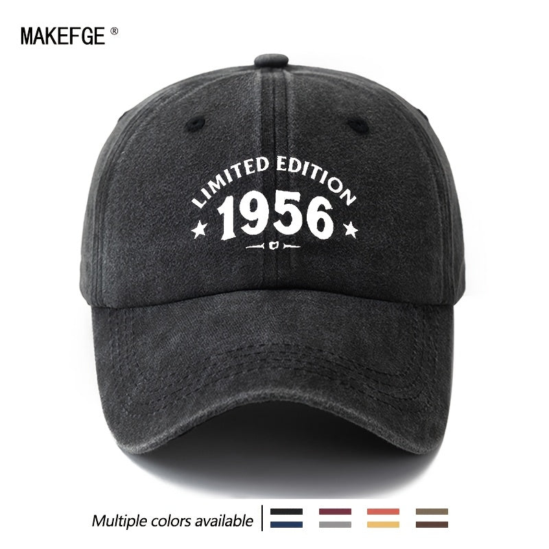 A Unisex, Fashionable and Versatile Printed LIMITED 1956 Baseball Cap, a Classic Retro Washed Outdoor Lightweight Curved Brim Cap, Suitable for Outdoor Vacations, Travel, Camping, and Other Casual Occasions, a Hip-hop Cap for Holiday Parties, a Casua