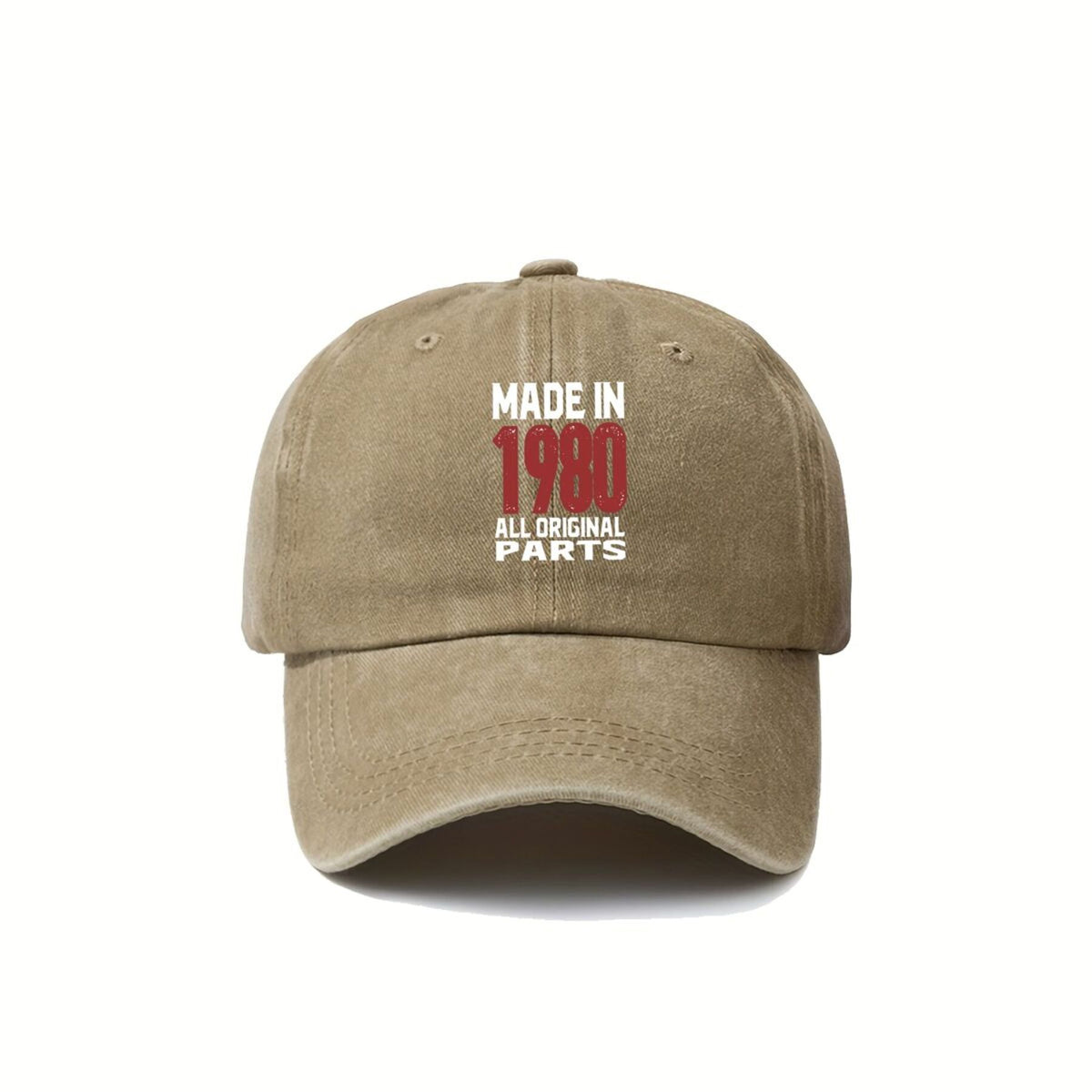 1980 "All Original Parts" Distressed Retro Text Vintage Washed Duckbill Cap Unisex Outdoor Baseball Cap Adjustable Washed Vintage Style Lightweight Breathable Golf Cap
