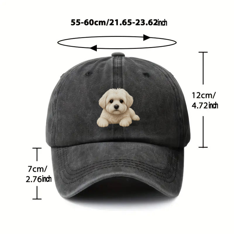 1pc Adjustable Baseball Cap with Cute Fluffy White Poodle - Lightweight Polyester Snapback Hat, All-Season Outdoor Sports, Pet Lover Gift for Men, Women, Dog Owners - Casual Sun Hat for Golf, Camping, Casual Attire - Beige/Black/Gray/Blue/Red/White/ Brown