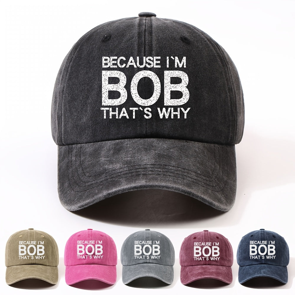 1 Fashion BOB Letter Embroidered Trendy Baseball Cap Unisex Outdoor Adjustable Dad Hat Street Cycling Face Slimming Versatile Curved Brim Baseball Cap