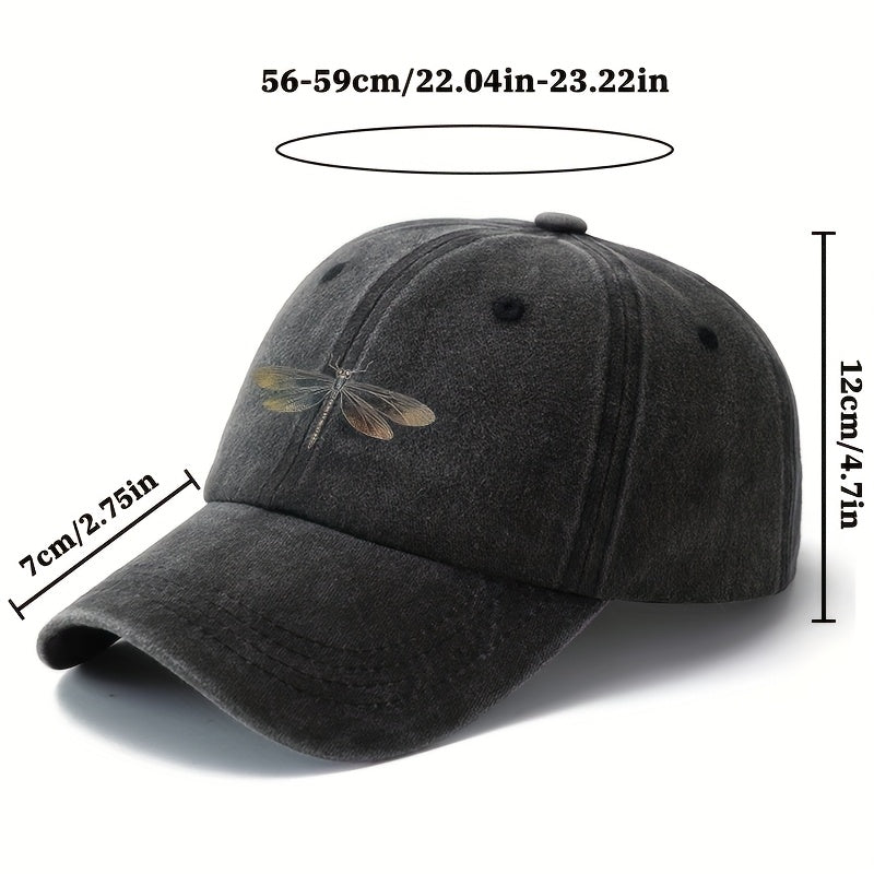 A Unisex Fashionable Baseball Cap with a Printed Dragonfly Pattern, a Trendy Curved-brim Hat for Outdoor Activities and Sun, an Adjustable-size Outdoor Vacation, Travel, Camping, and Leisure Snapback Cap, and a Preferred Gift Baseball Cap