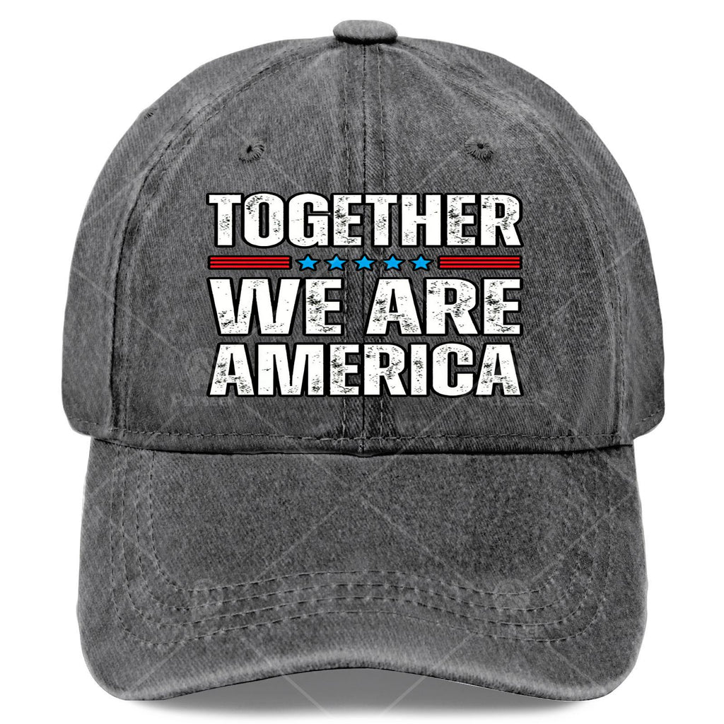 Together We Are America US Flag Vintage Baseball Hat Unisex Funny Washed