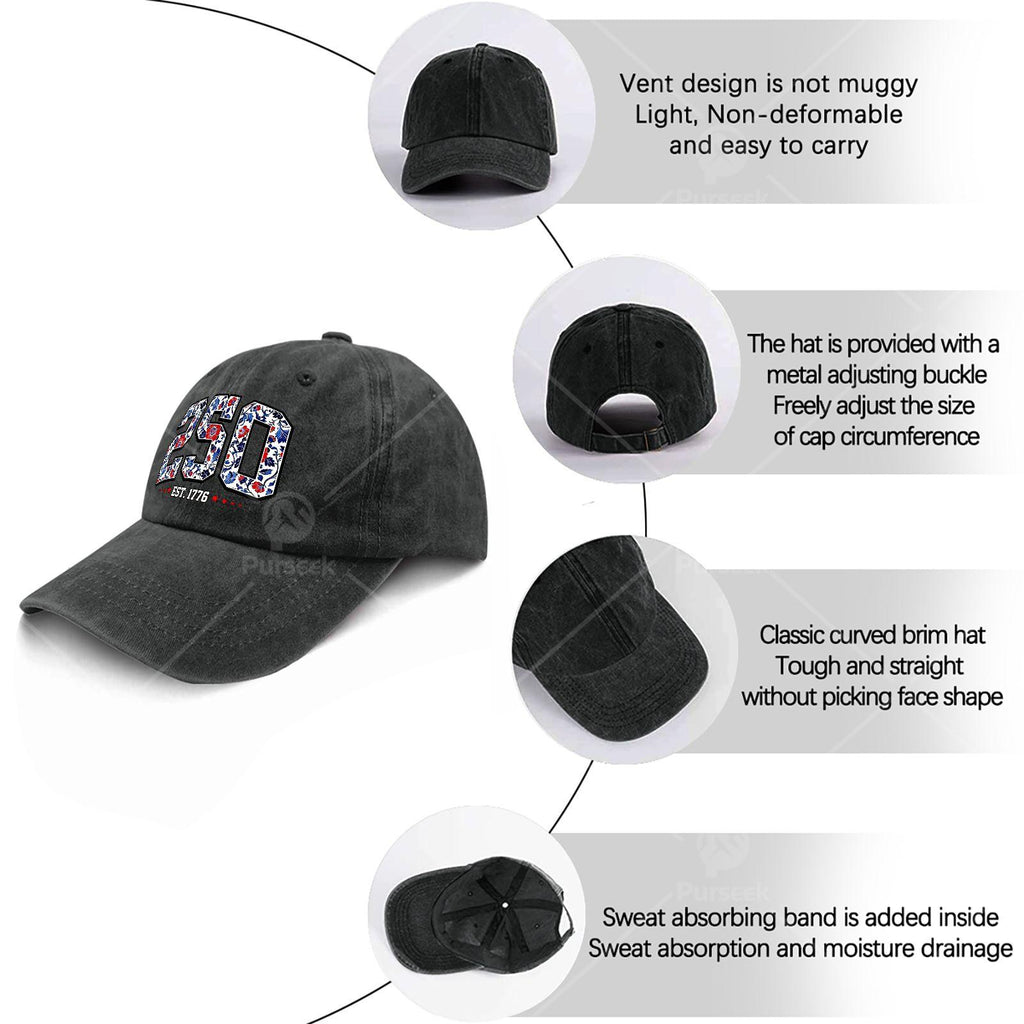 Floral Flag 250 Years 1776-2026 250th Birthday 4th of July Baseball Hat Unisex