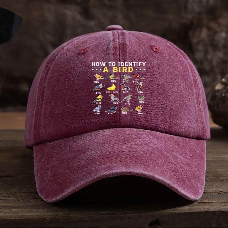 Vintage Washed Distressed Baseball Cap with Bird Print & Curved Brim - Suitable for Outdoor Activities, Fishing, Camping, Casual Wear, Suitable for Park Strolls, Curved Visor Hat for and Daily Use